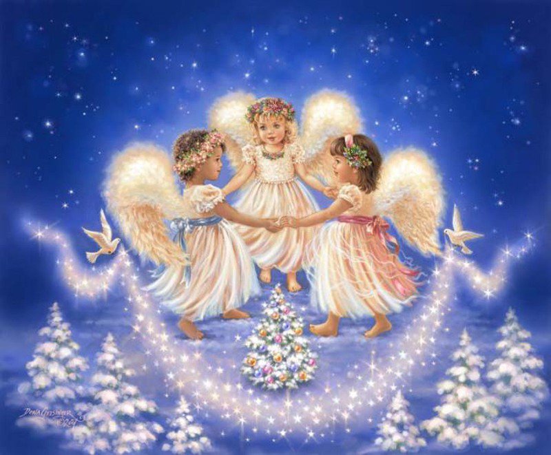 ангелочки - дети, картина, рождество, ангелы, детки - оригинал