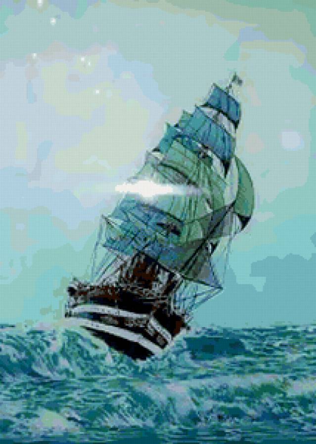 кораблик - картина, море, вода, пейзаж, корабель, стихия - предпросмотр