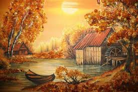 закат - пейзаж, лодка, озеро, закат - оригинал