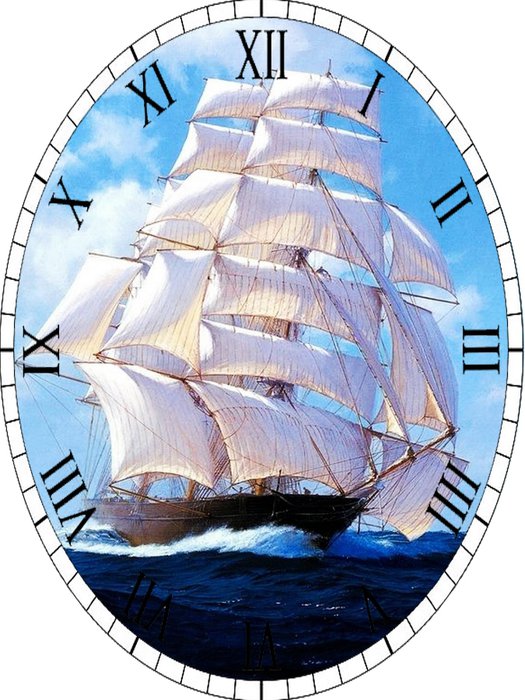 Парусник - море, парусник, часы, живопись, пейзаж - оригинал