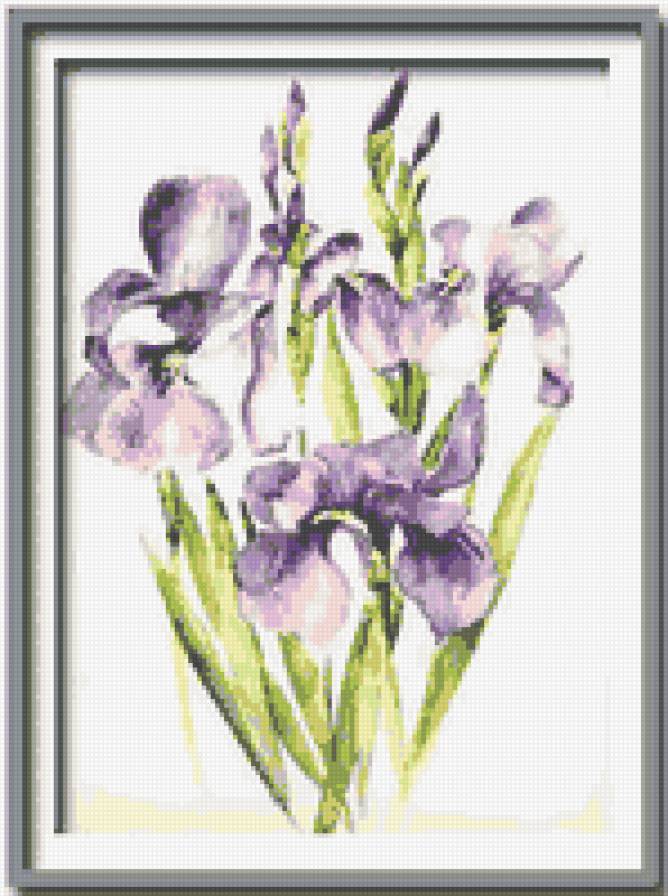 ирисы ( по мотивам картиныМари-Клер Умо) - цветы, картины, ирисы - предпросмотр