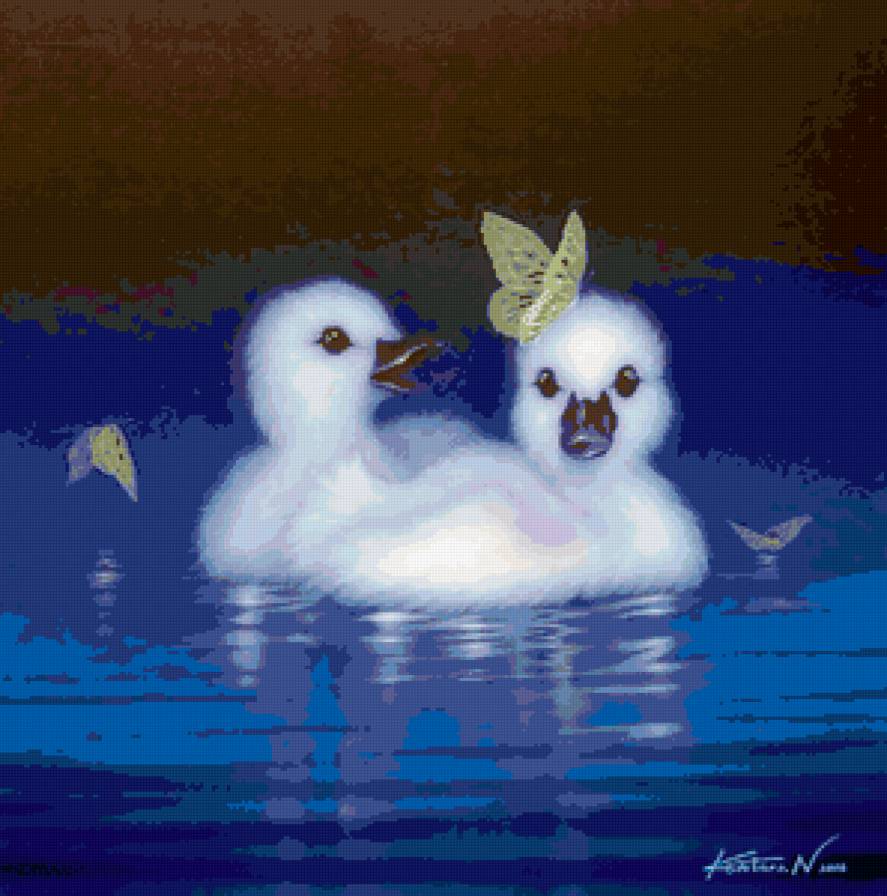 Маленькие лебеди - лебеди, птицы - предпросмотр