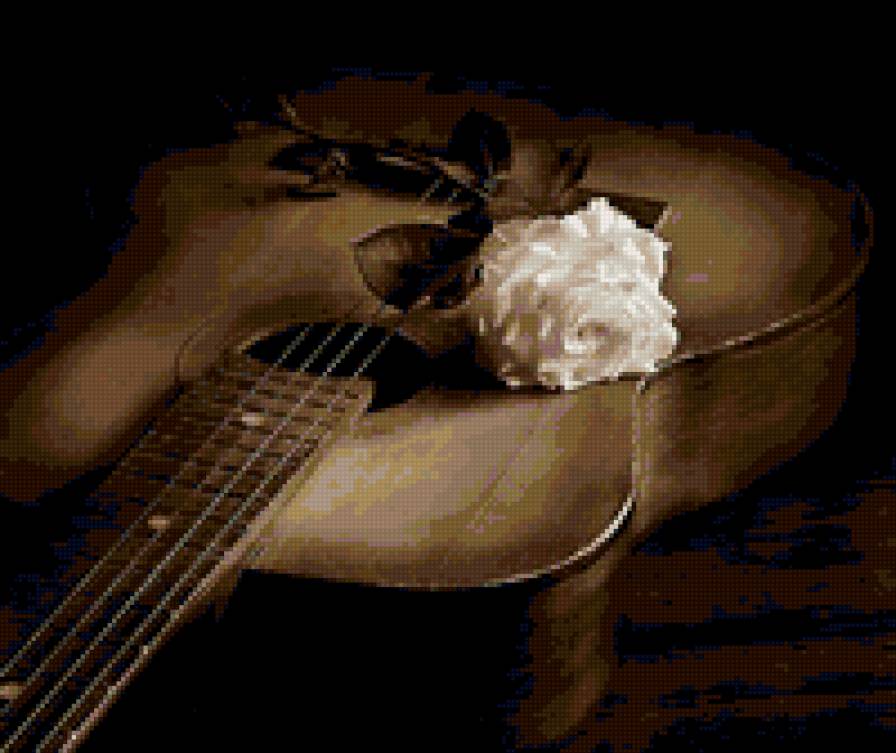 гитара - гитара, роза - предпросмотр