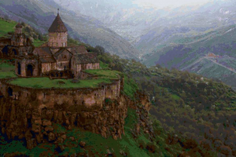 Замок на скале - природа, горы, замок, скала - предпросмотр