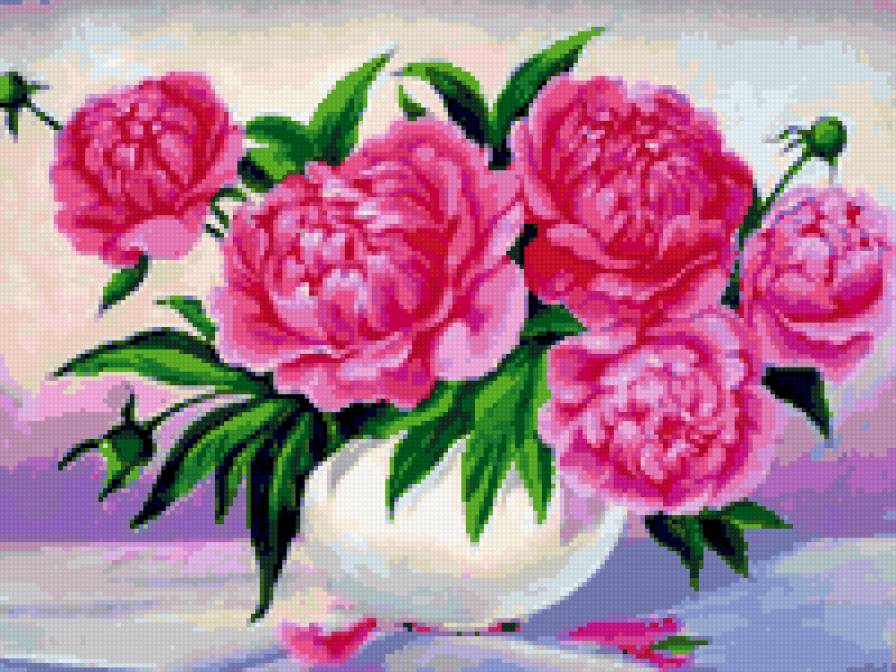 Букет пионов - нежные лепестки, цветы, пионы, панно, пион, весенние цветы - предпросмотр