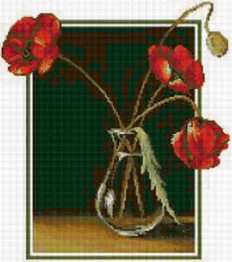 Маки - натюрморт, ваза, маки - предпросмотр