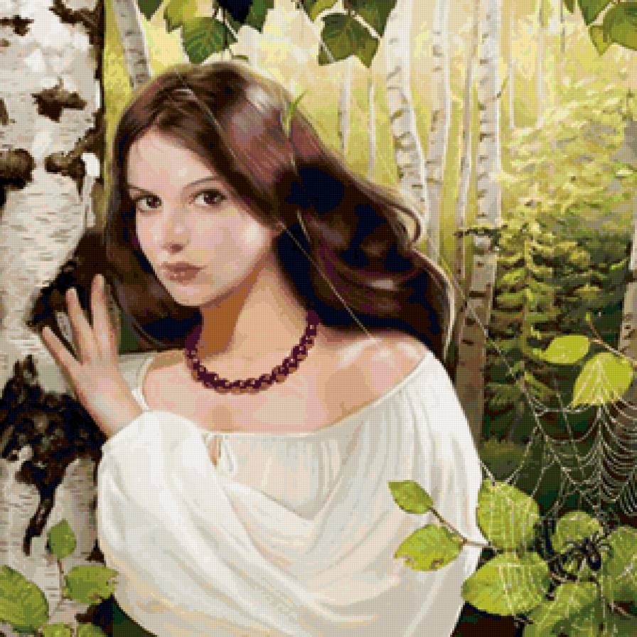 Берегиня - девушка, лес, березы, портрет - предпросмотр