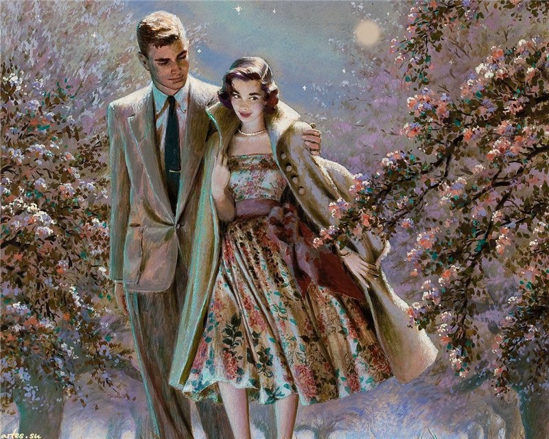 романтика - двое, любовь, картина, зима, отношения, пары - оригинал