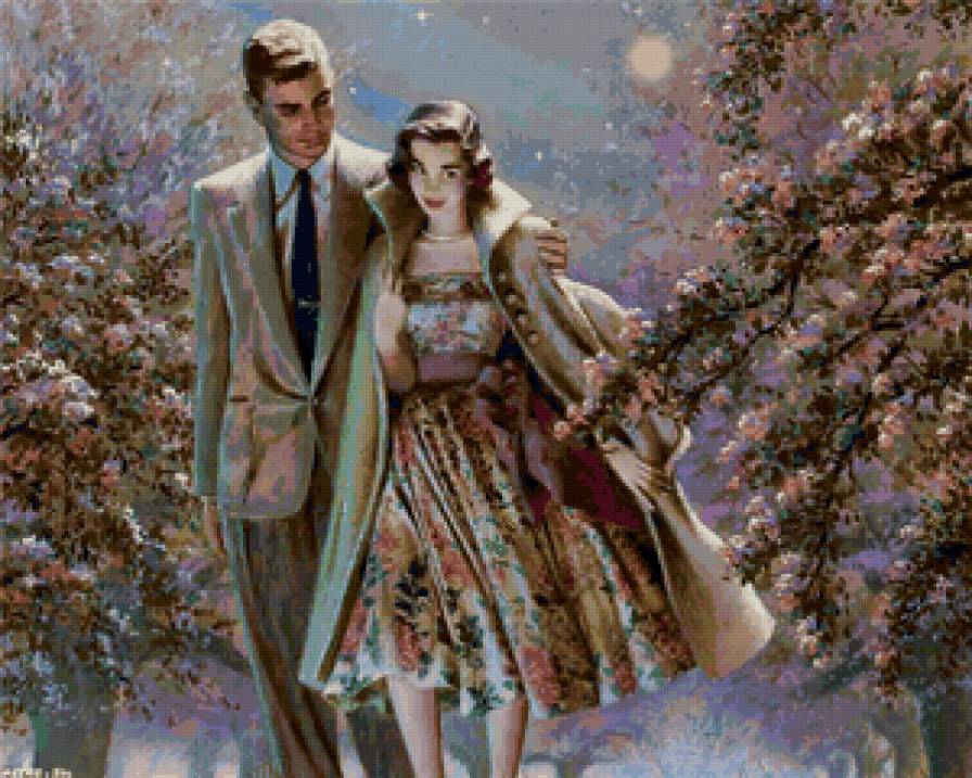 романтика - двое, зима, любовь, картина, отношения, пары - предпросмотр