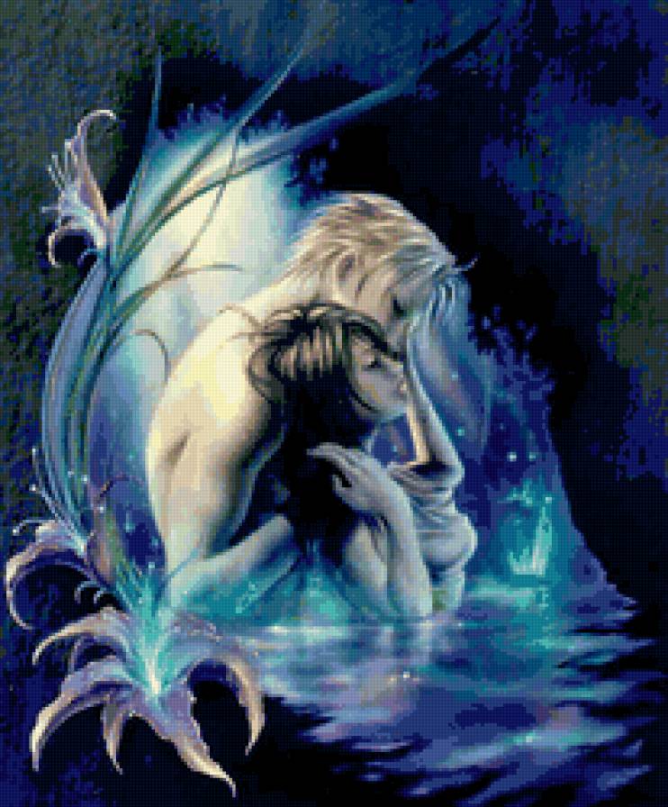 Влюбленные - пейзаж, пара, романтика, живопись - предпросмотр