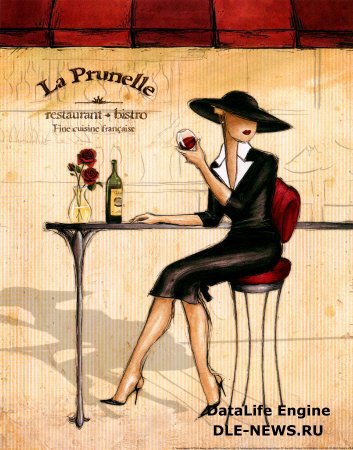 В кафе - девушка, живопись - оригинал