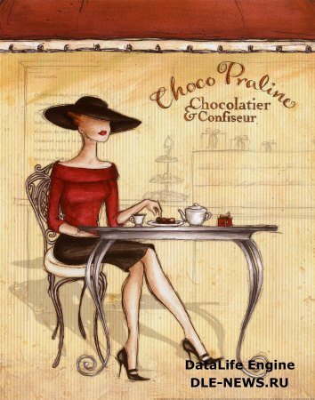 В кафе - девушка, живопись - оригинал