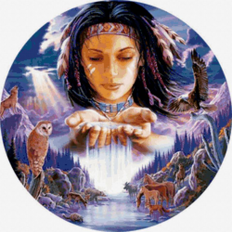 Девушка - девушка, птицы, пейзаж, животные, живопись - предпросмотр