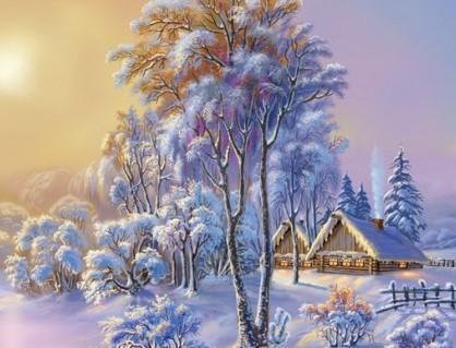 серия Пейзаж - зима, снег, природа, деревня - оригинал