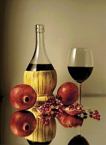 натюрморт - вино, гранат, натюрморт, бокалы - оригинал