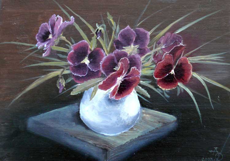 №53002 - цветы, живопись, букет, фиалки - оригинал