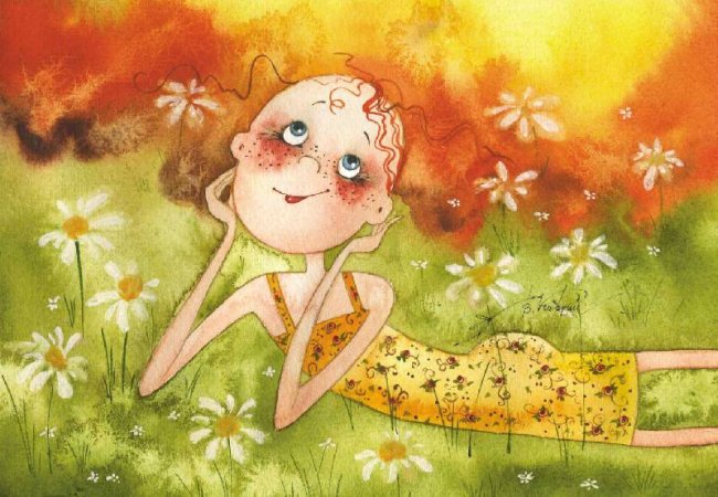 Рыжая - лето, мечтания, девочка, дети. отдых, рыжая - оригинал