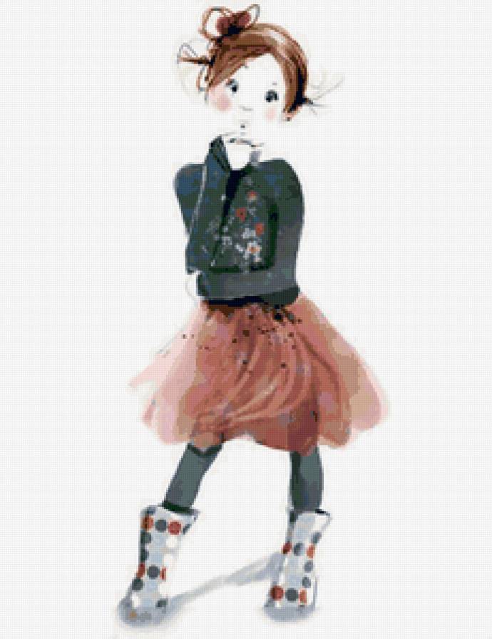 Девочка - одежда, пучок, мода, девочка, дитя, ребенок, юбка - предпросмотр