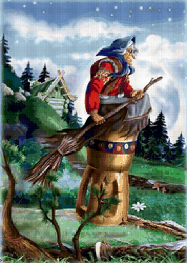 Баба Яга - пейзаж, сказка, живопись - предпросмотр