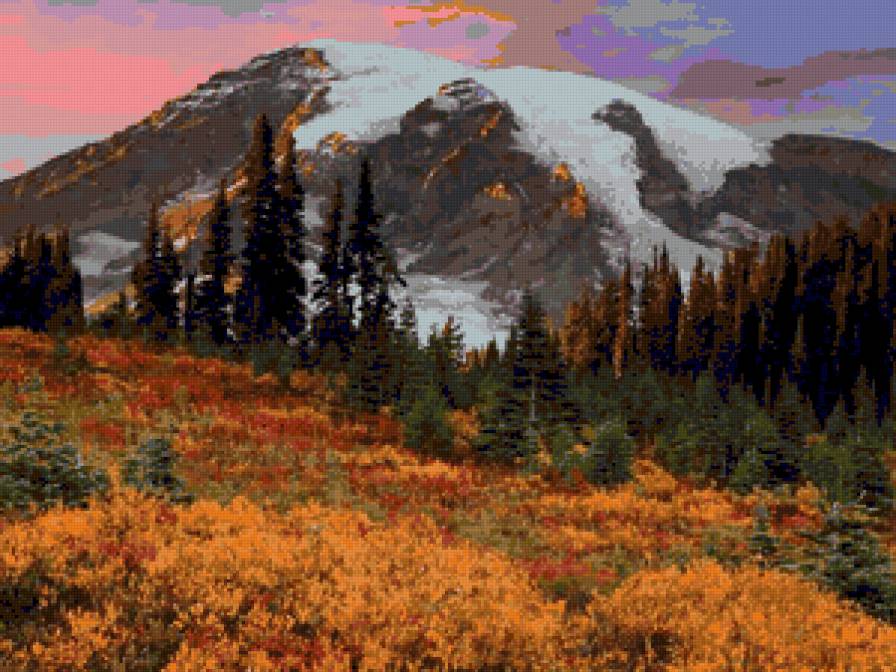 №53720 - цветы, пейзаж, природа, деревья, горы - предпросмотр