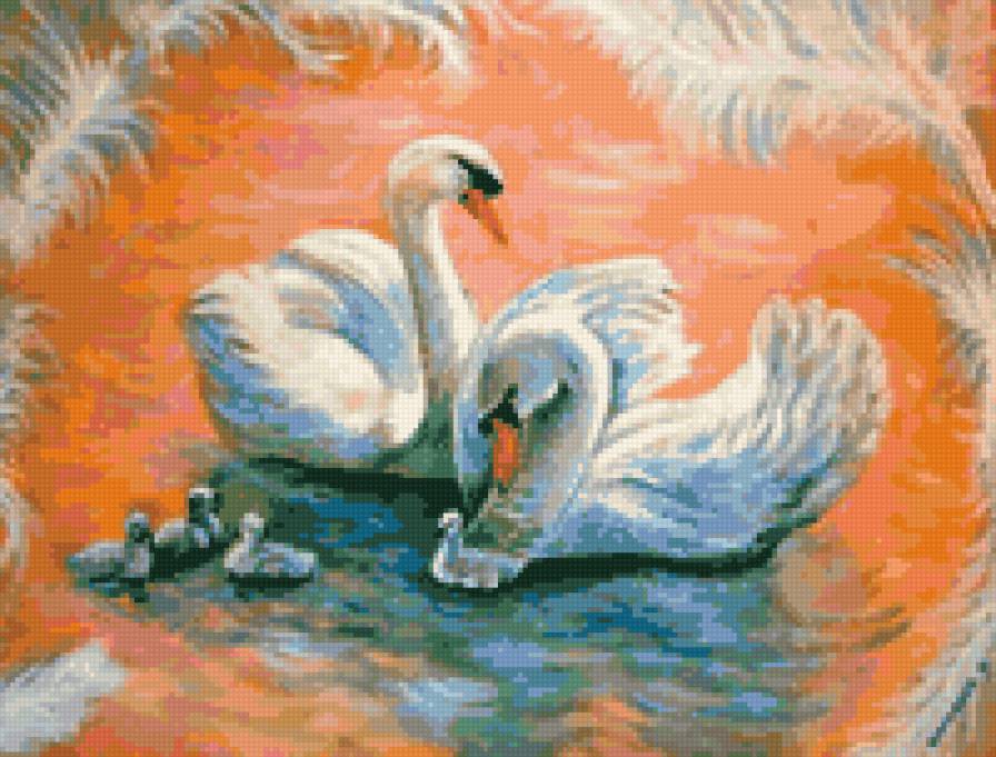 Лебеди - нежность, рядом с мамочкой, озеро, грация, лебедь, , вода, лебеди - предпросмотр