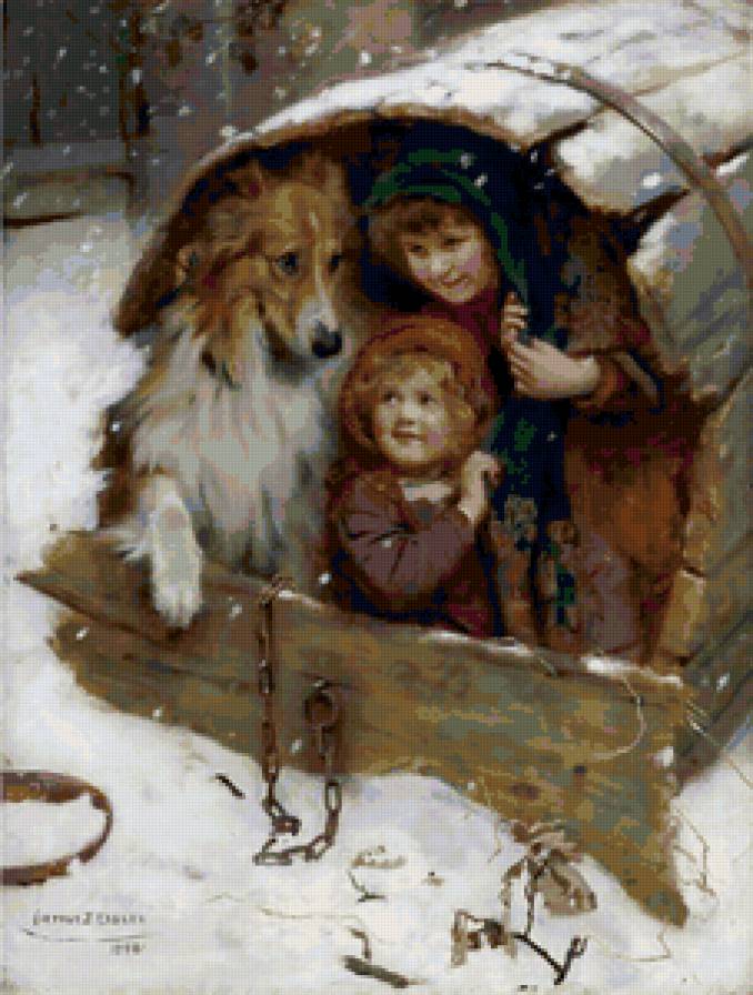 №54765 - картина, животные, живопись, дети - предпросмотр