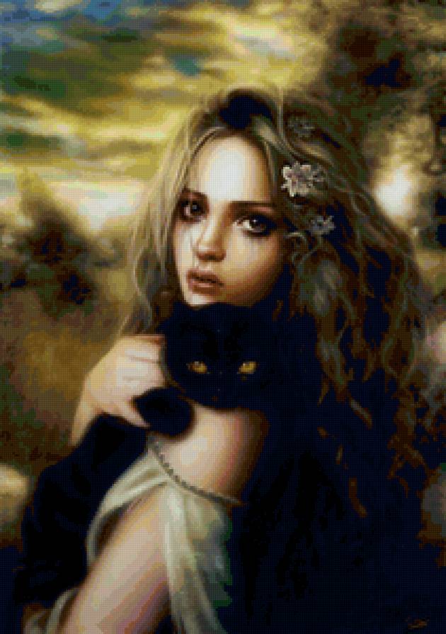 Девушка с кошкой - животные, девушка, кошки - предпросмотр