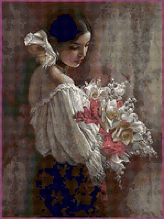 Девушка - девушка, цветы - предпросмотр