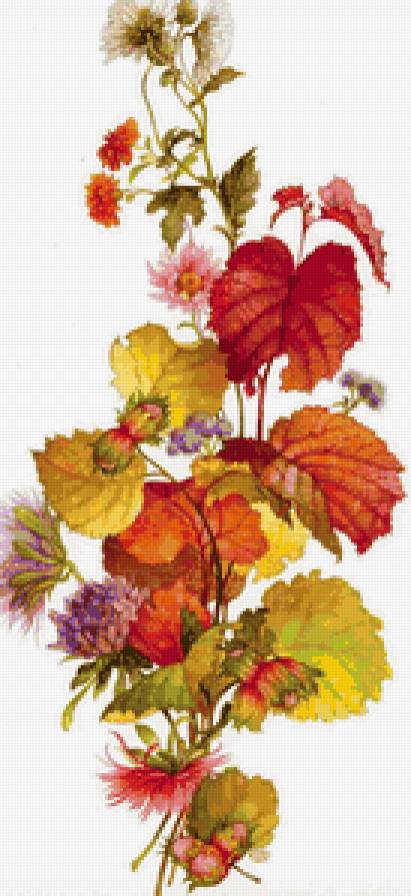 Цветочное панно - цветы, природа, листья, осень - предпросмотр