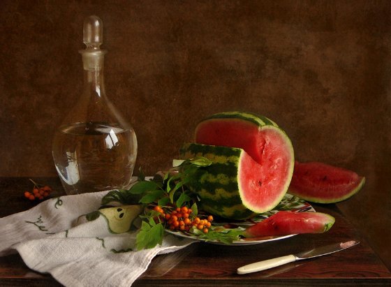 натюрморт - натюрморт, арбуз, графин - оригинал
