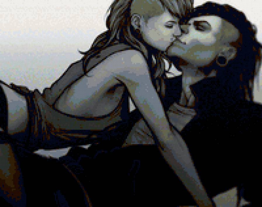 Пара панков - девушка, пара, киберпанк, парень - предпросмотр