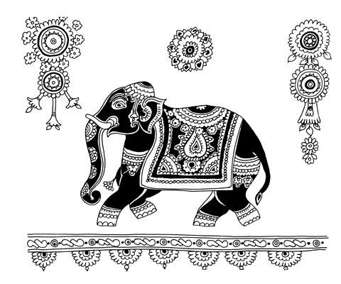 Слон - животные, живопись, монохром - оригинал
