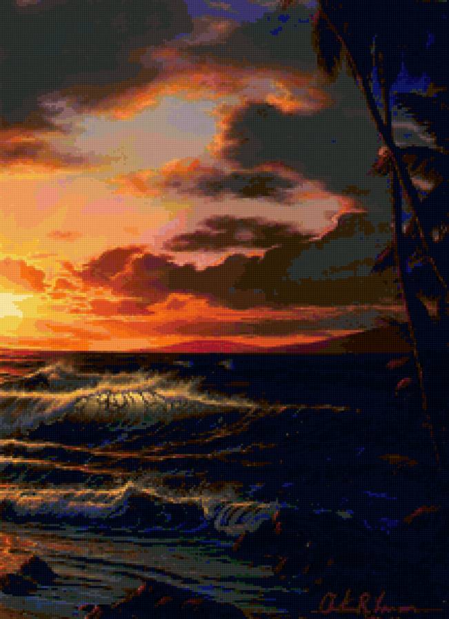 Закат - море, вода - предпросмотр