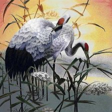 Схема вышивки «журавли»