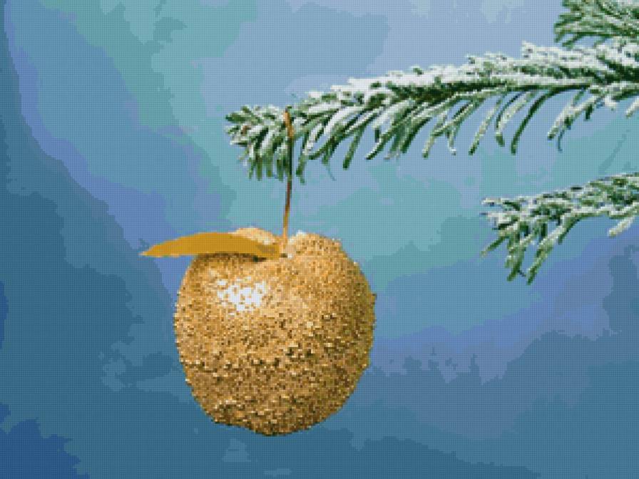 Ёлочная игрушка - золотое яблоко - предпросмотр