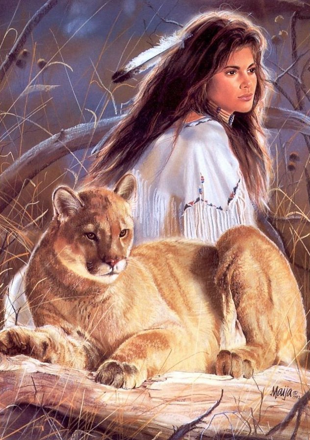 индейка - индейцы, женский образ, женщины, индейки, портрет, девушки, хищ, львицы - оригинал