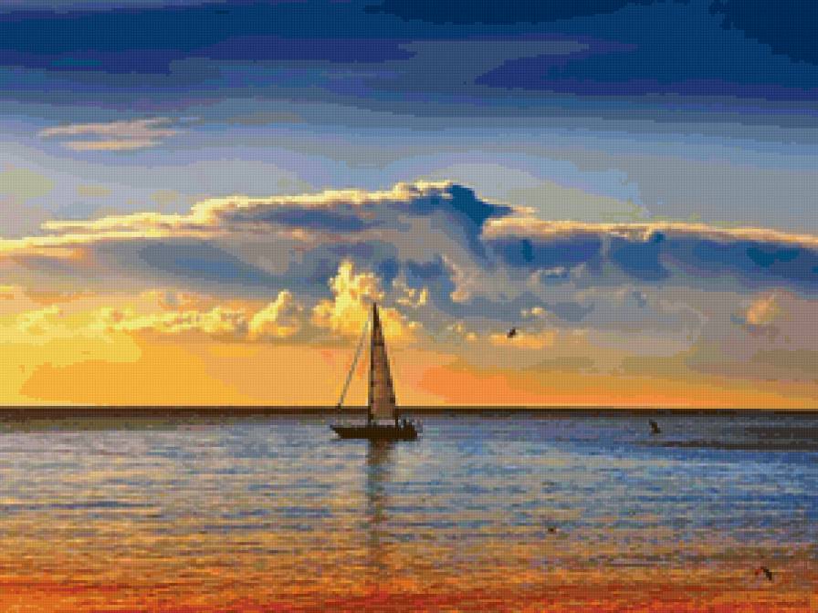 Яхта на закате - предпросмотр