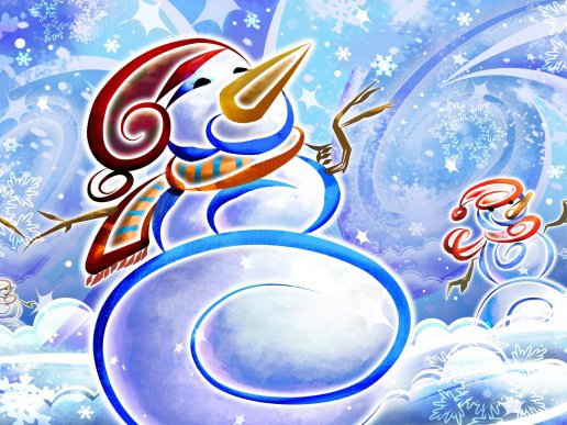 Снеговики, новогодняя картинка - оригинал