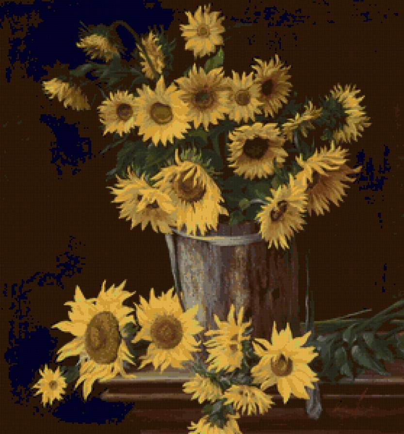 букет лета - подсолнухи, цветы, живопись, букет - предпросмотр