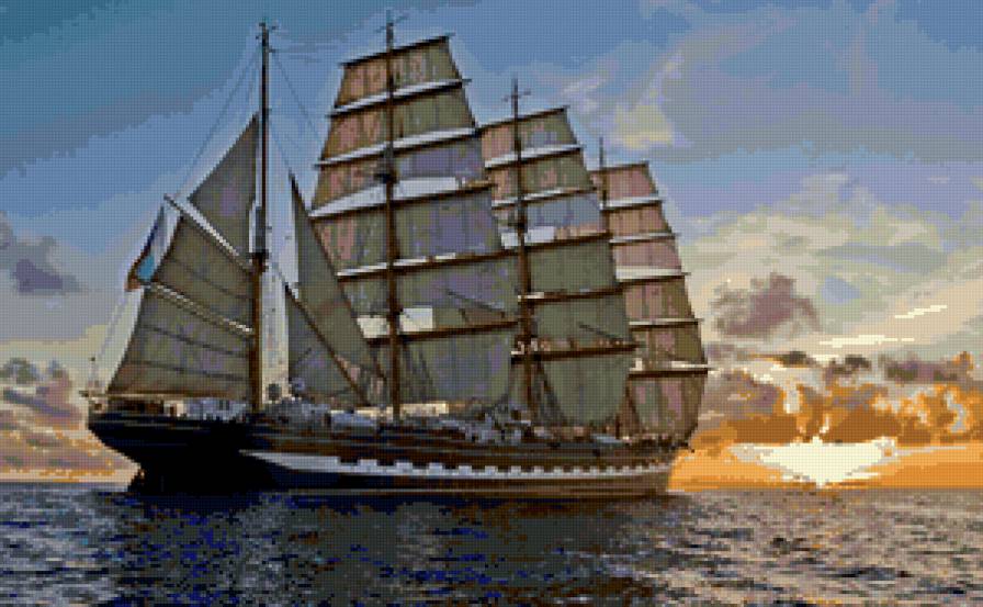 Парусник - закат, парусник, корабль - предпросмотр