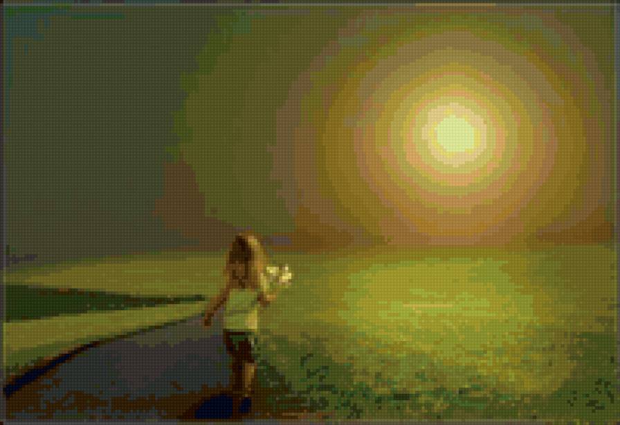 Девочка на закате - природа, закат, дети - предпросмотр