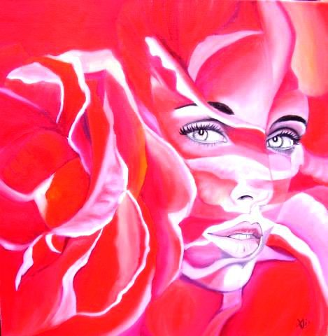 Женщины и цветы - розы, цветок, красавица, женщины и цветы, искусство, женщина - оригинал