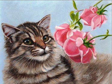 Кошки в цветах - розочки, кошка, розы, кошки в цветах, цветы, зверушки - оригинал