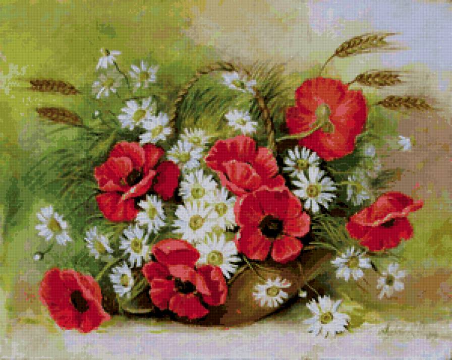 №59211 - живопись, подушка, цветы - предпросмотр