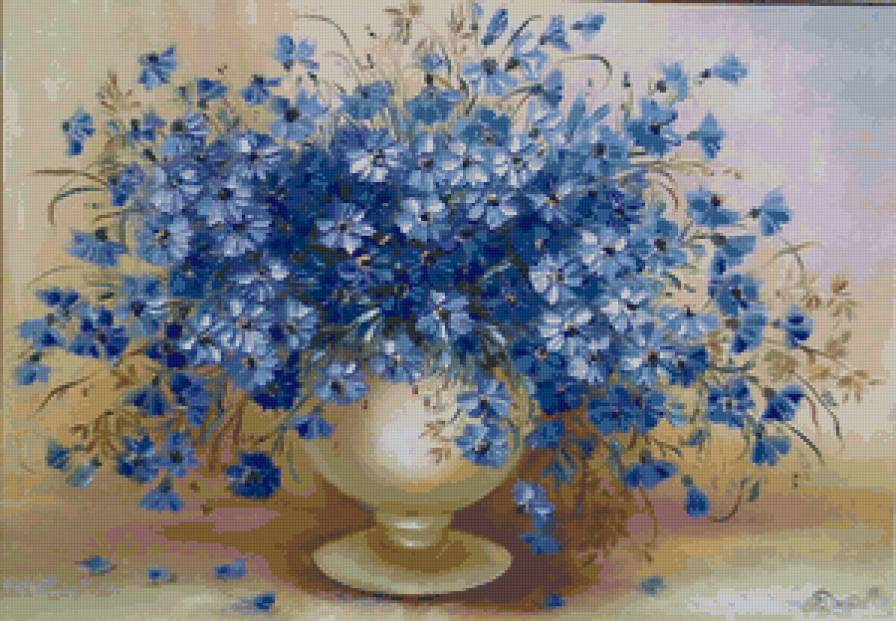 №59255 - цветы, подушка, живопись, букет, картина - предпросмотр