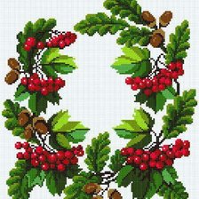 Схема вышивки «Рябина и жёлуди»