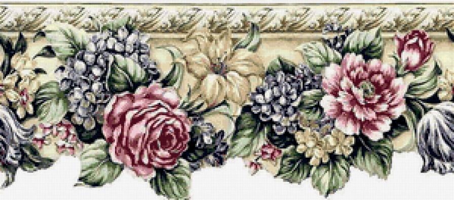 Бордюр - скатерть, салфетка, цветы - предпросмотр