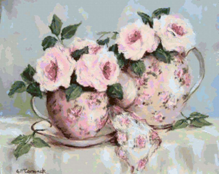 Нежные розы - цветы, душистые розы, флора, винтаж, розочки, роза, розы - предпросмотр