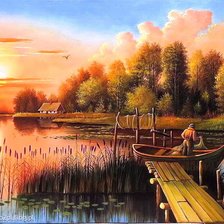 Схема вышивки «Вечерняя рыбалка»