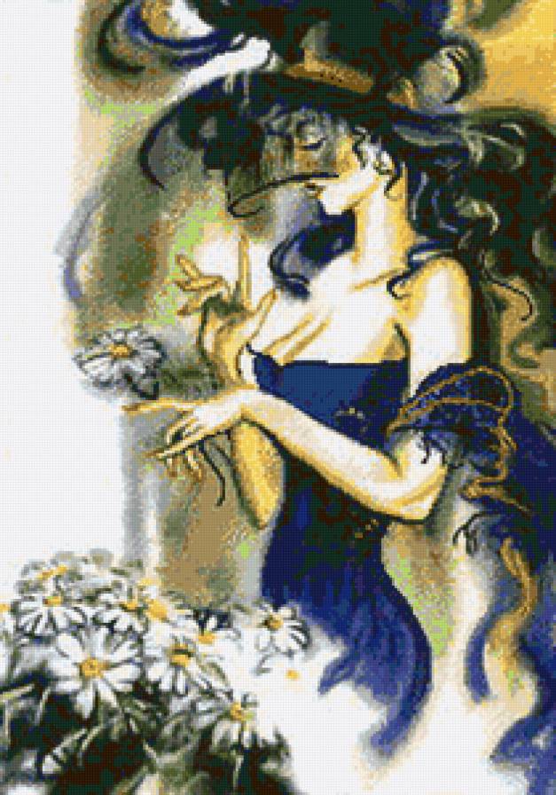 Незнакомка - ромашки, незнакомка, цветы, красавица, женщина, женский портрет - предпросмотр